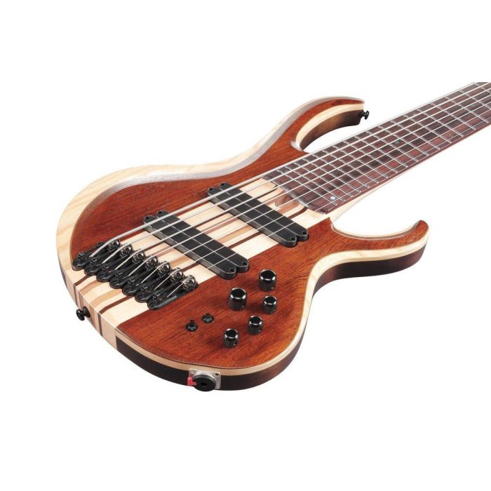 Ibanez Btb7ms nml Natural Mocha Low Gloss 7 String Bass Guitar, body closeup front