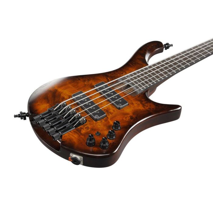 Ibanez Ehb1505s del Dragon Eye Burst Low Gloss 5 String Bass Guitar, body closeup front