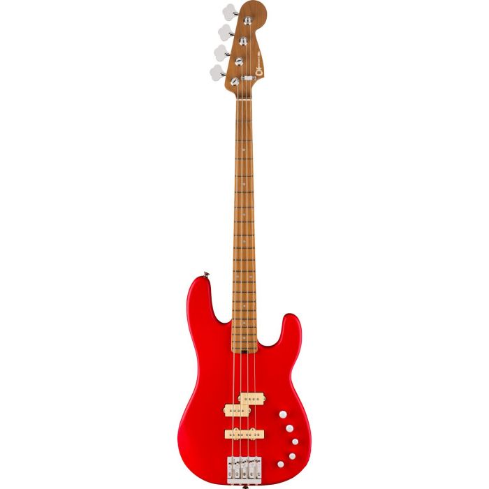 Charvel Pro Mod Bass SD PJ IV MAH Satin Ferrari Red Bass Guitar, front view