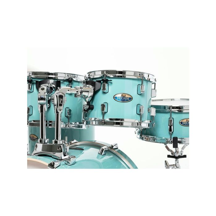 Pearl Decade Maple 5 Piece Drum Kit inc HWP-834 Ice Mint rack toms