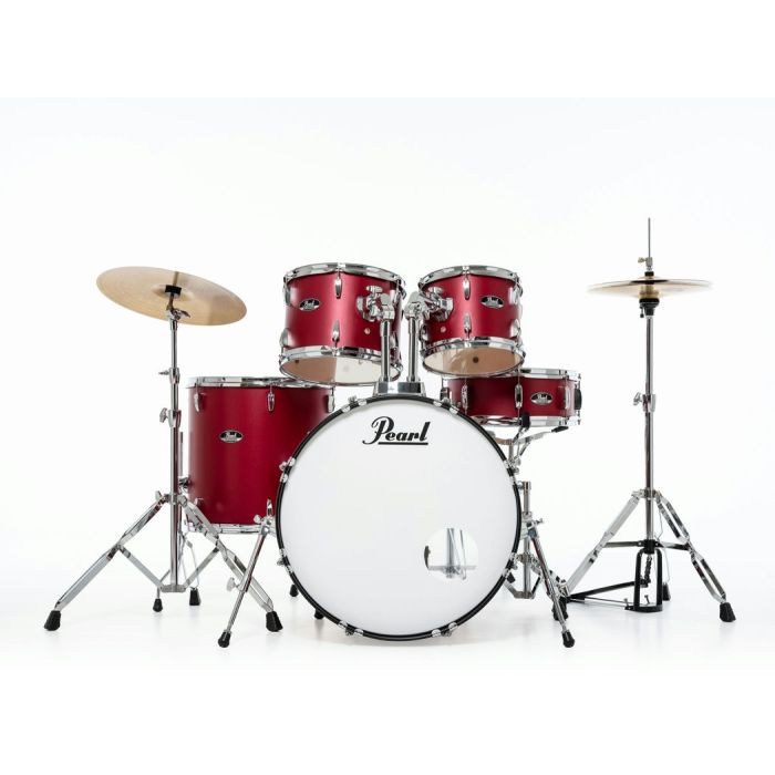 Pearl Roadshow 5pc 22" Forum Drum Kit inc HW and Sabian 2 Piece Solar Cymbals Matte Red front