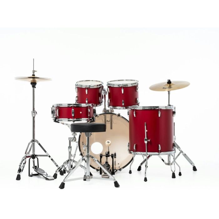 Pearl Roadshow 5pc 22" Forum Drum Kit inc HW and Sabian 2 Piece Solar Cymbals Matte Red back