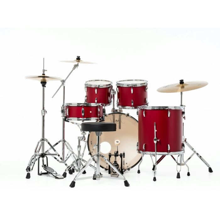 Pearl Roadshow 5pc 18" Drum Kit inc HW and Sabian 3 Piece Solar Cymbals Matte Red back