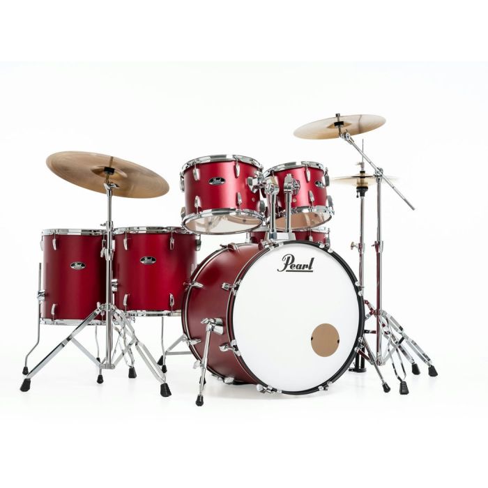 Pearl Roadshow 6pc 22" Drum Kit inc HW and Sabian 3 Piece Solar Cymbals Matte Red front