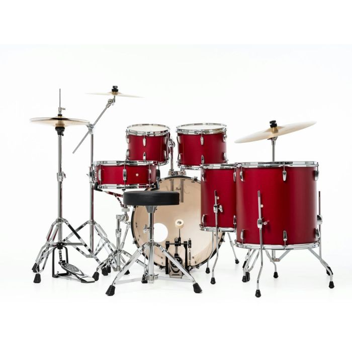 Pearl Roadshow 6pc 22" Drum Kit inc HW and Sabian 3 Piece Solar Cymbals Matte Red back