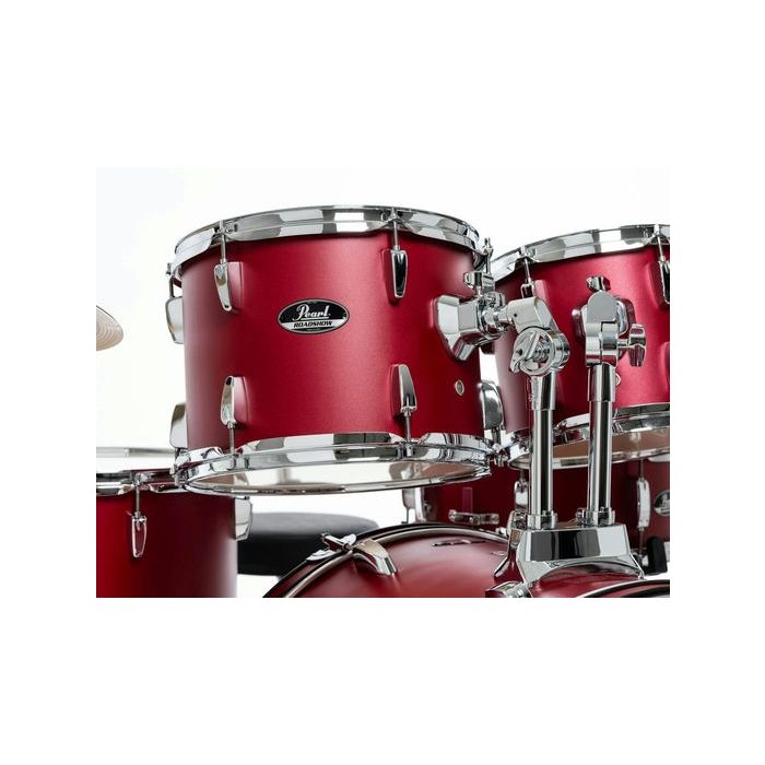 Pearl Roadshow 6pc 22" Drum Kit inc HW and Sabian 3 Piece Solar Cymbals Matte Red rack toms