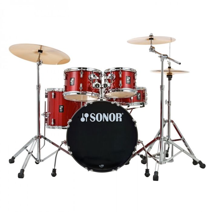 Sonor AQX 20 Inch in Red Moon Sparkle w/Cymbals & Hardware front