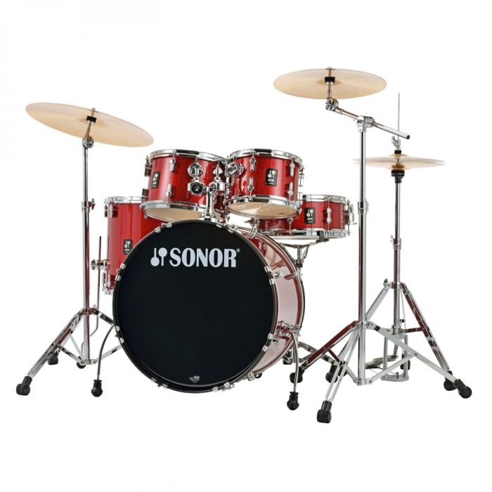 Sonor AQX 20 Inch in Red Moon Sparkle w/Cymbals & Hardware side