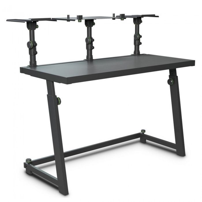 Gravity DJ Desk with Adjustable Loudspeaker and Laptop Trays front