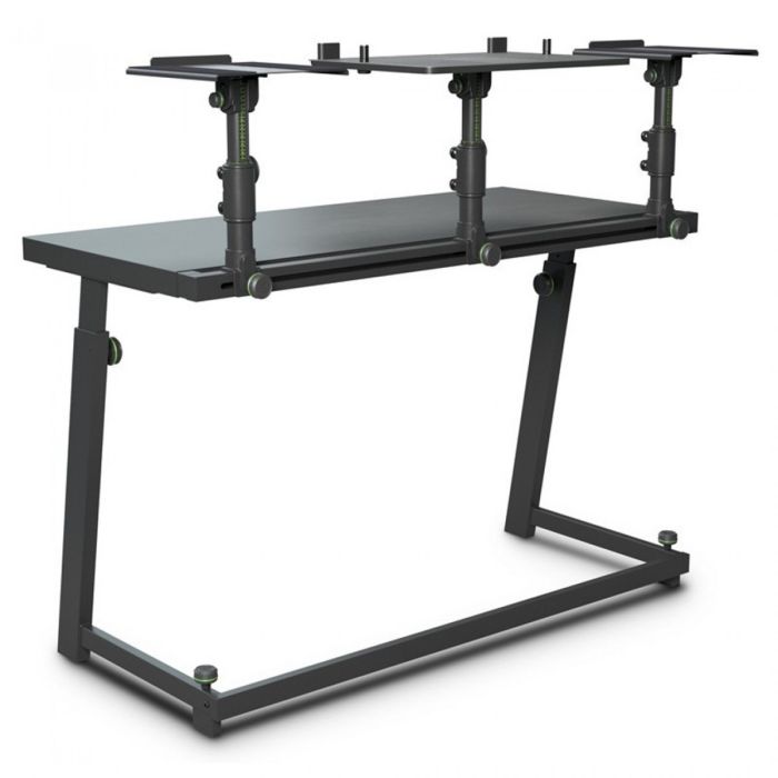 Gravity DJ Desk with Adjustable Loudspeaker and Laptop Trays back