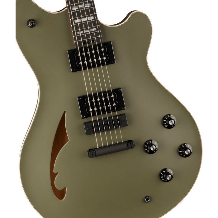 EVH SA126 Special w Case Matte Army Drab Electric Guitar body closeup