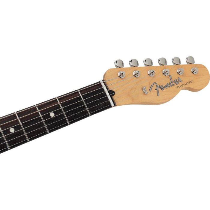 Fender MIJ Hybrid II Telecaster Electric Guitar, Quilt Aquamarine headstock front