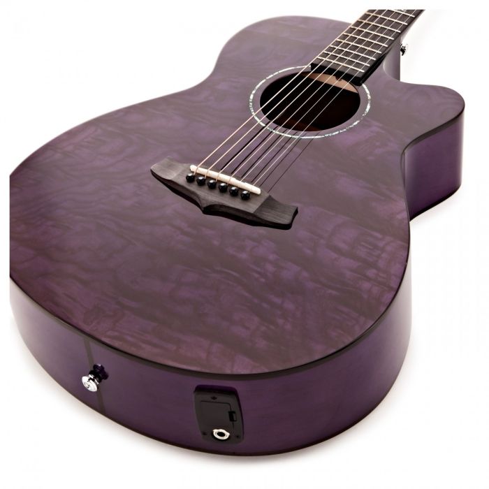 Tanglewood Azure Super Folk Cutaway, Quilted Ash Top and Maple with Tanglewood Premium Plus System Foxglove Purple body