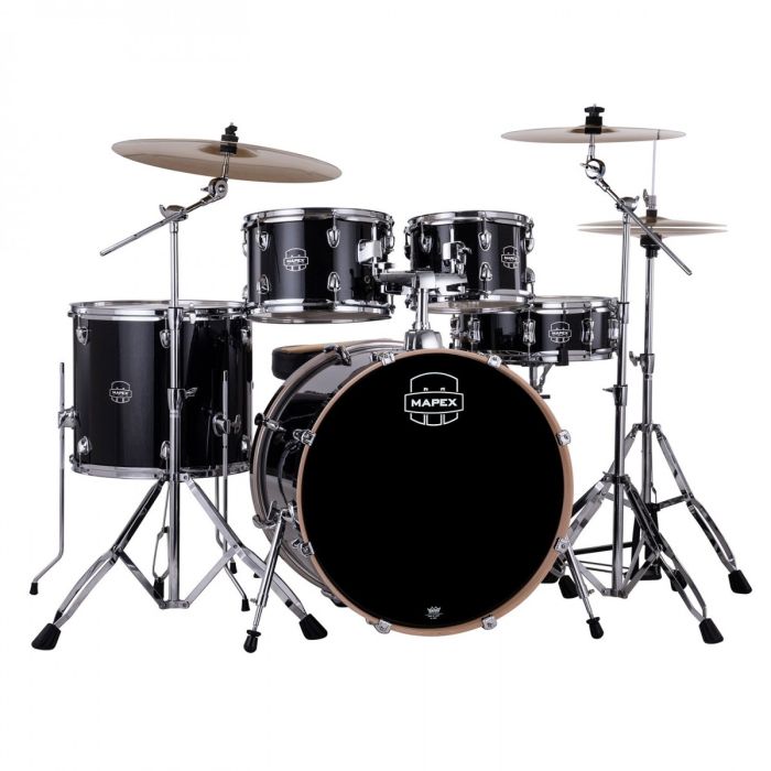 Mapex Venus Series Black Galaxy Sparkle Kit 22" Inc Hardware, Drum Throne and Cymbals front