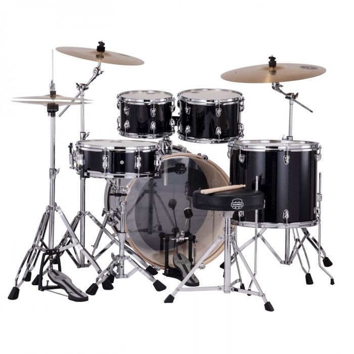 Mapex Venus Series Black Galaxy Sparkle Kit 22" Inc Hardware, Drum Throne and Cymbals back