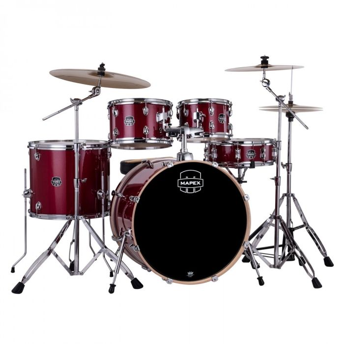 Mapex Venus Series Crimson Red Sparkle Kit 22" Inc Hardware, Drum Throne and Cymbals front