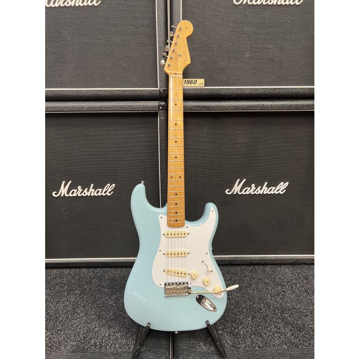 Pre-Owned-Fender-Classic-Series-50s-Stratocaster-Daphne-Blue-Front-View