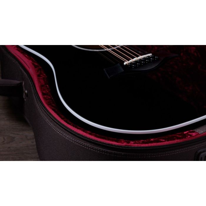 Taylor 250ce-BLK Plus 12-String Electro Acoustic Guitar, Black body closeup