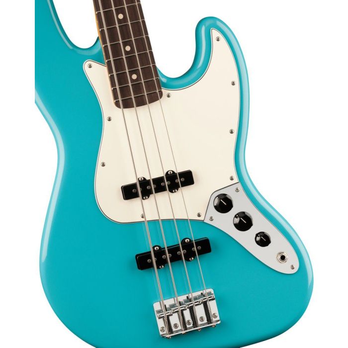 Fender Player II Jazz Bass Rw Aquatone Blue, body closeup