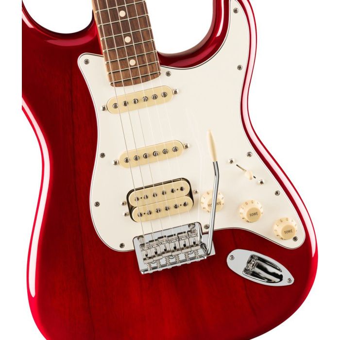 Fender Player II Stratocaster Hss RW Transparent Cherry Burst, body closeup