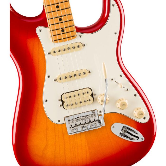 Fender Player II Stratocaster Hss MN Aged Cherry Burst, body closeup