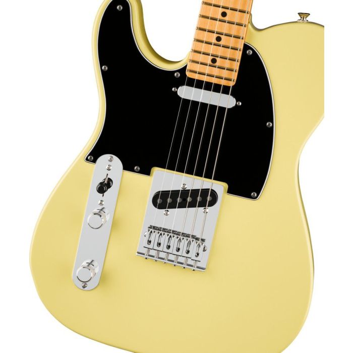 Fender Player II Telecaster Left hand MN Hialeah Yellow, body closeup