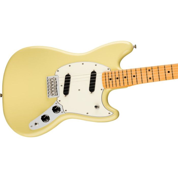 Fender Player II Mustang MN Hialeah Yellow, angled view