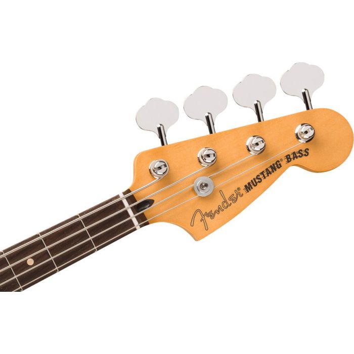 Fender Player II Mustang Bass Pj RW Hialeah Yellow, headstock front