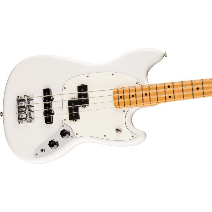 Fender Player II Mustang Bass Pj MN Polar White, angled view