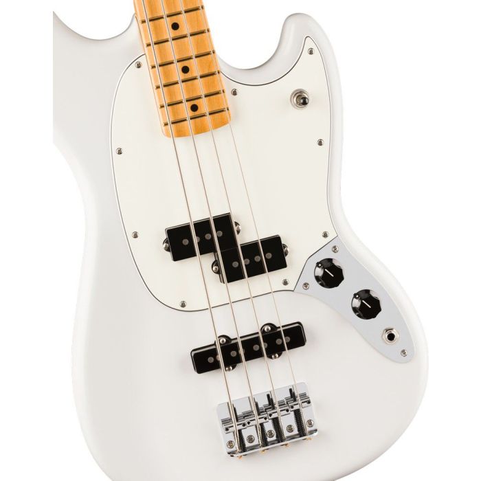 Fender Player II Mustang Bass Pj MN Polar White, body closeup