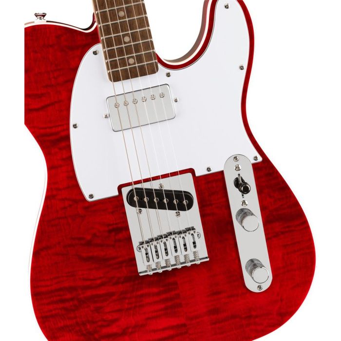 Squier Affinity Series Telecaster Fmt Sh Crimson Red Transparent, body closeup