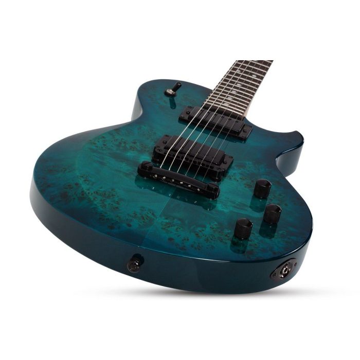 Schecter Solo II Standard Ocean Blue Burst Electric Guitar, angled view