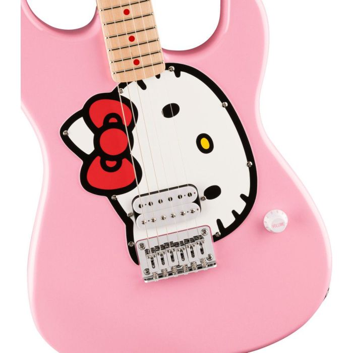 Squier Hello Kitty Stratocaster Pink, body closeup