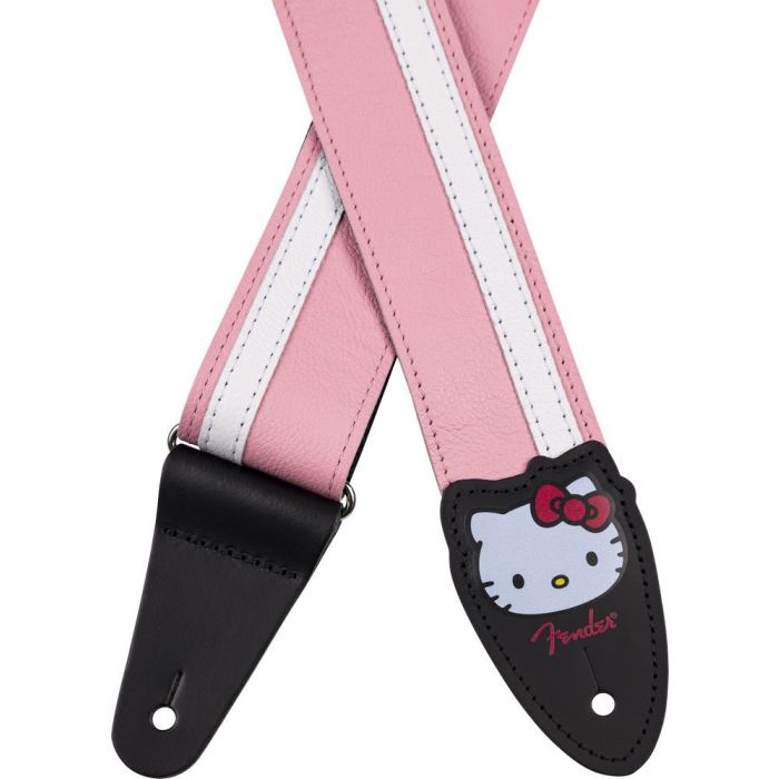 Fender 2 Inch Hello Kitty Leather Strap Pink, closeup both ends