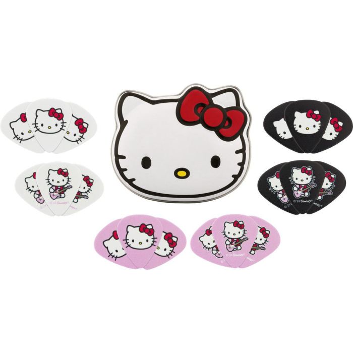 Fender Hello Kitty Pick Tin Medium 18 Pack, tin and picks