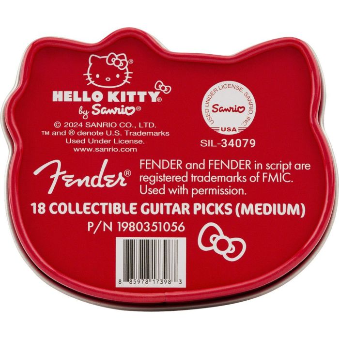 Fender Hello Kitty Pick Tin Medium 18 Pack, underside view