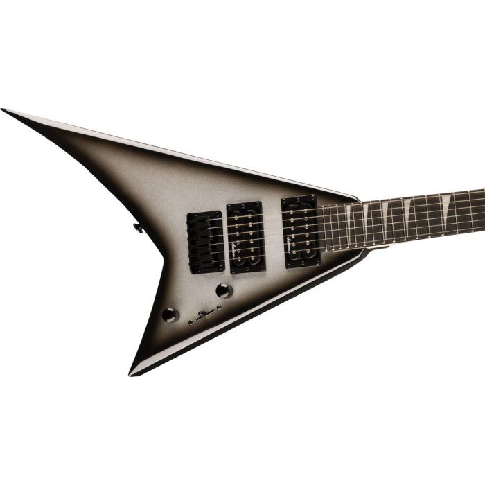 Jackson JS Rhoads Minion JS1X Silver Burst, angled view