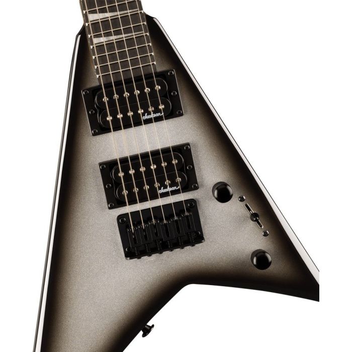 Jackson JS Rhoads Minion JS1X Silver Burst, body closeup