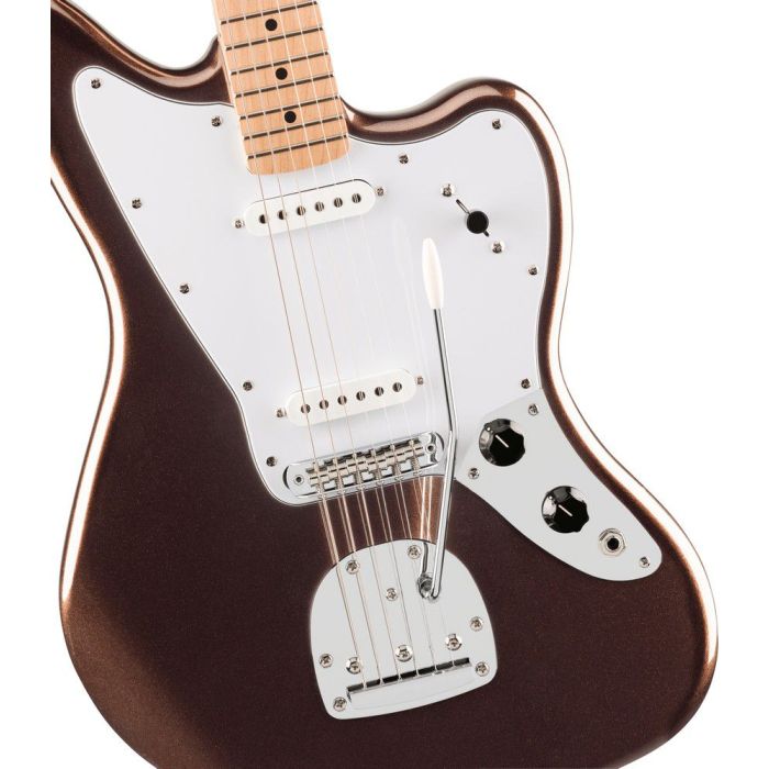 Squier Affinity Series Jaguar MN, Mystic Metallic Brown body closeup