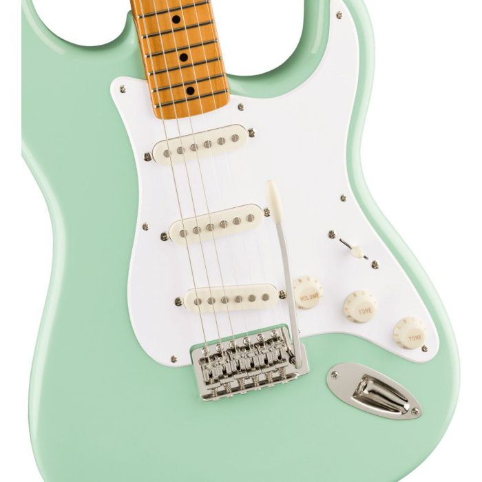 Squier FSR Classic Vibe 50s Stratocaster MN, Surf Green body closeup