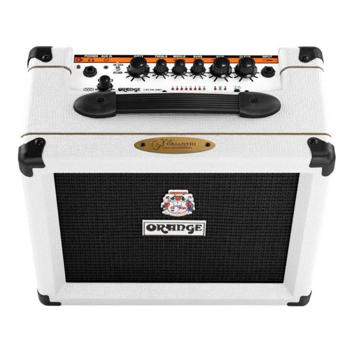 Orange Limited Edition Crush 20RT Orianthi Guitar Amplifier, White top-down view