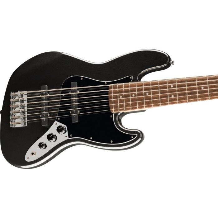 Squier Affinity Series Jazz Bass VI IL Black PG, Black Metallic angled view