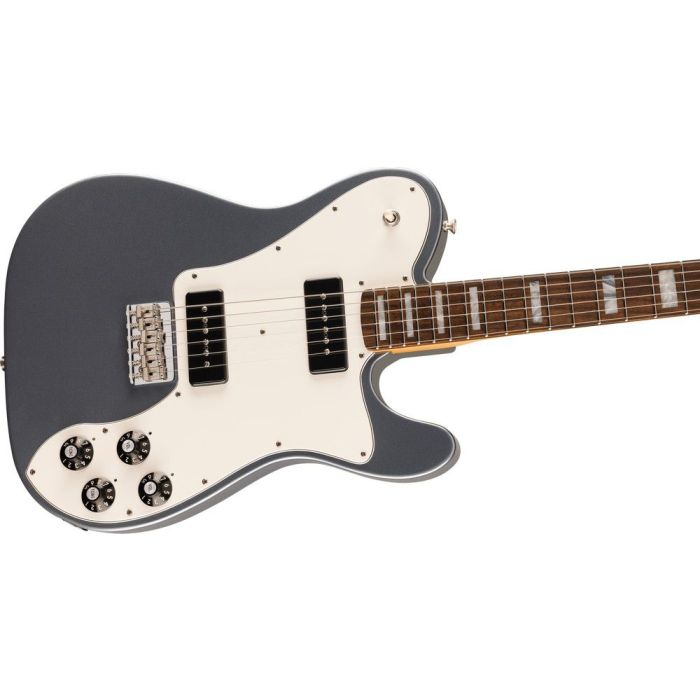 Fender Ltd Edition Chris Shiflett Cleaver Telecaster Deluxe Rw Charcoal Frost Metallic, angled view