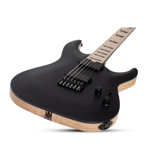 Schecter C-1 SLS Custom Electric Guitars, Satin Black body closeup