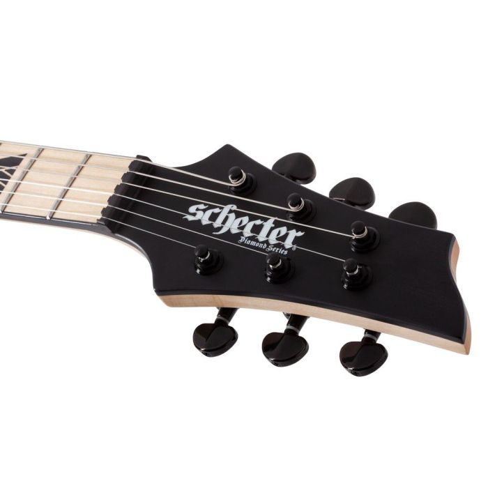 Schecter C-1 SLS Custom Electric Guitars, Satin Black headstock front