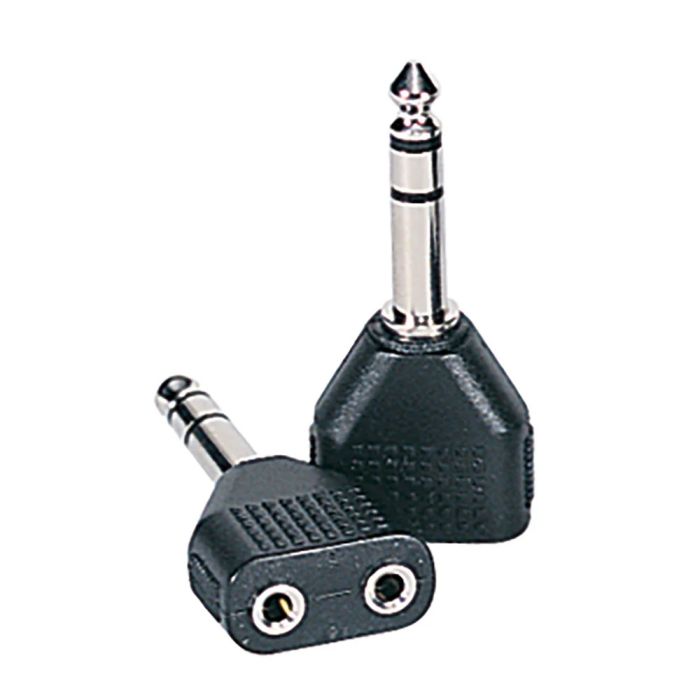 GYC Dual 3.5mm Female Mini Jack Sockets to Stereo 6.3mm Jack Adapter