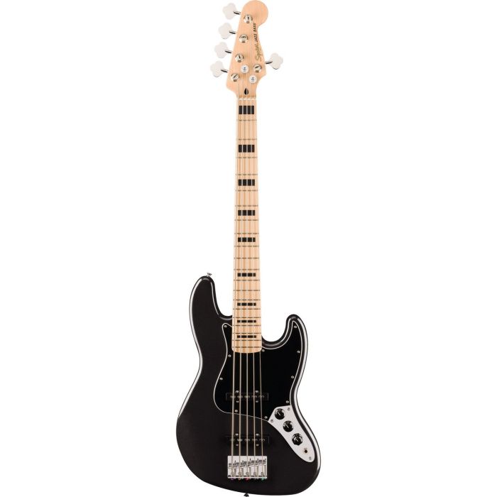 Squier Affinity Series Active Jazz Bass V MN, Black Metallic front view