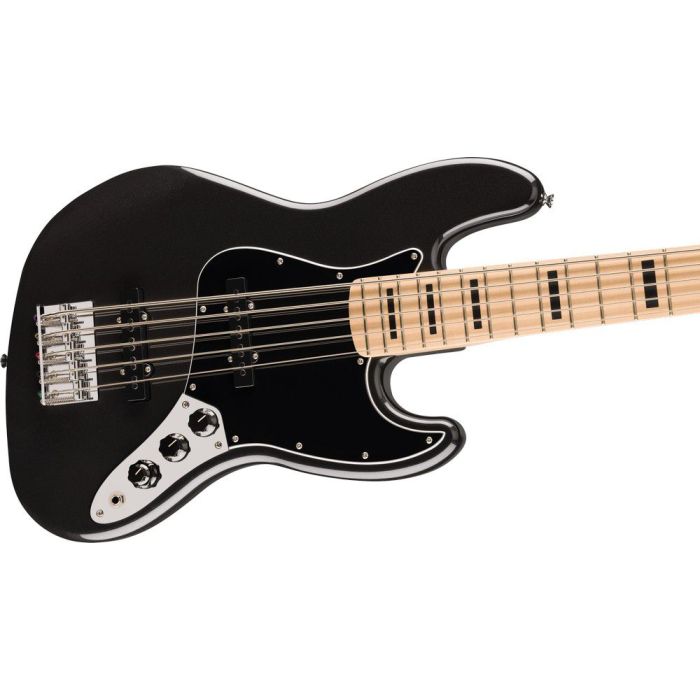 Squier Affinity Series Active Jazz Bass V MN, Black Metallic angled view