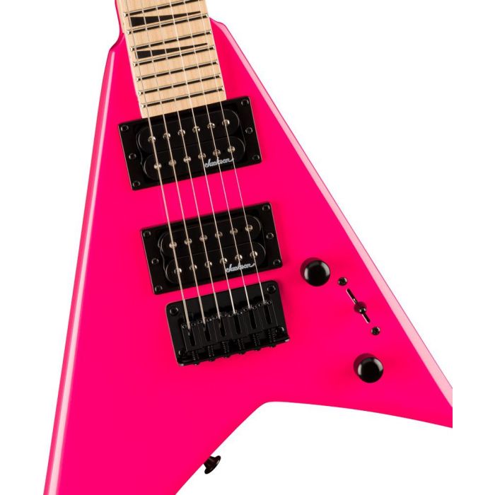 Jackson JS1X JS Series Rhoads Minion MN, Neon Pink body closeup