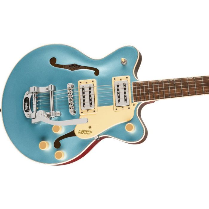 Gretsch G2655T Streamliner Center Block Jr. Double-Cut w Bigsby, Arctic Blue angled view